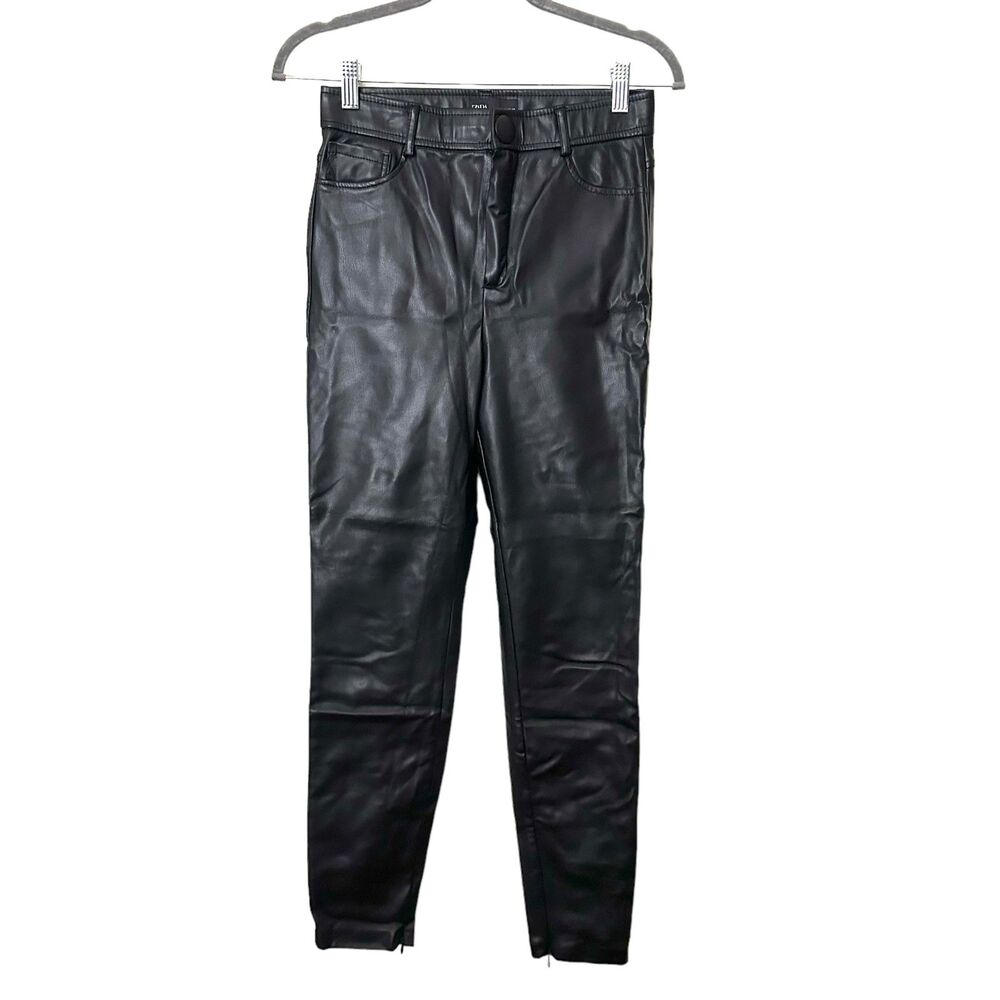 ZARA Faux Leather‎ Skinny Pant Zip Ankle Sz Medium